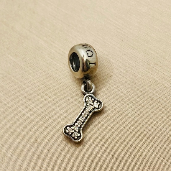 EUC Pandora 791263CZ Sterling Silver I Love My Dog Animal Dangle Charm w/ CZs - Picture 6 of 12